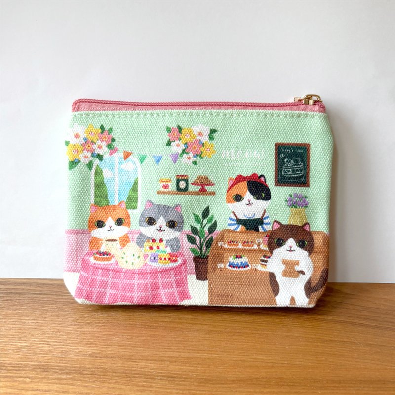 Meow 蛋糕店貓貓小物袋化妝袋 - 化妝包/收納袋 - 其他材質 綠色