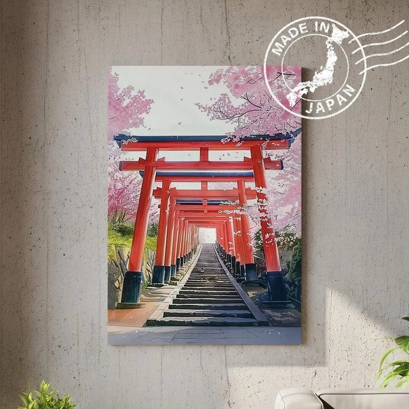 日本製帆布畫・伏見稻荷大社、京都・日本風景・送禮、擺設、裝飾 - 壁貼/牆壁裝飾 - 棉．麻 