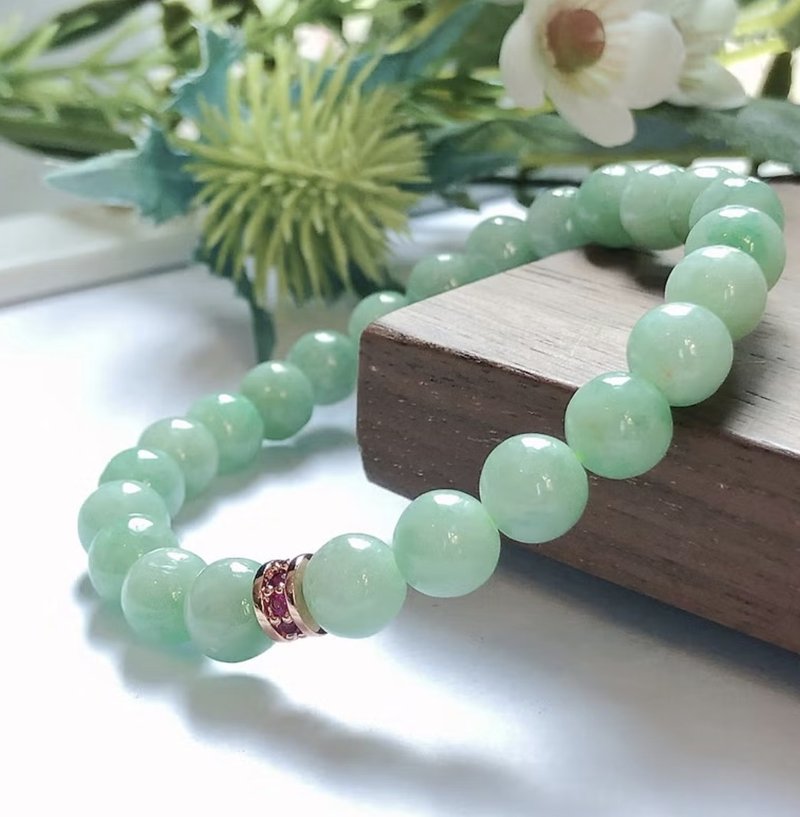 Fruit green jade beads | Natural Burmese jade A grade jade | Gifts - สร้อยข้อมือ - หยก สีเขียว