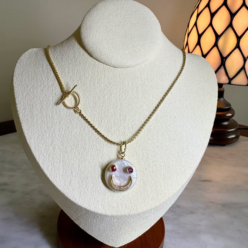 Minertés+Smiling Mother-of-Pearl‧14K Gold Plated Necklace+ - สร้อยคอ - ไข่มุก ขาว