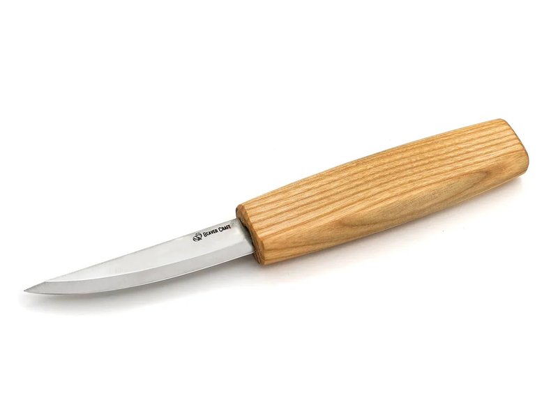 Classic wood carving knife 01 (Ash wood handle. Blade size 80mm) - อื่นๆ - โลหะ สีนำ้ตาล