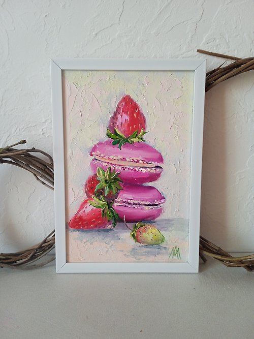 AboutART Strawberry Painting Original Art Oil Painting Strawberry Artwork Oil on Canvas