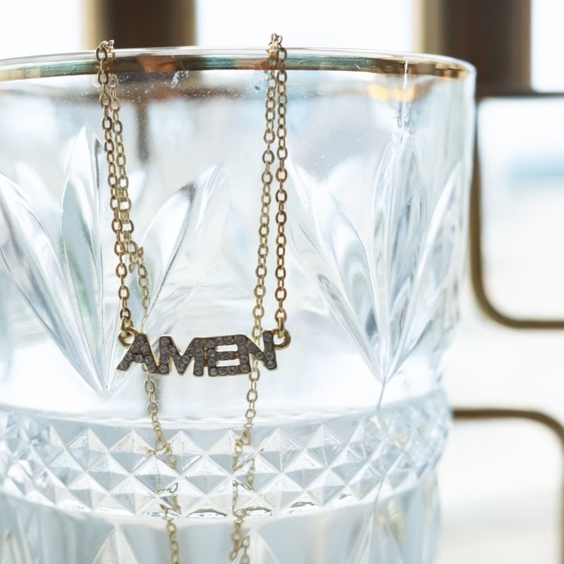 Sparkling Amen Necklace - สร้อยคอ - โลหะ สีทอง