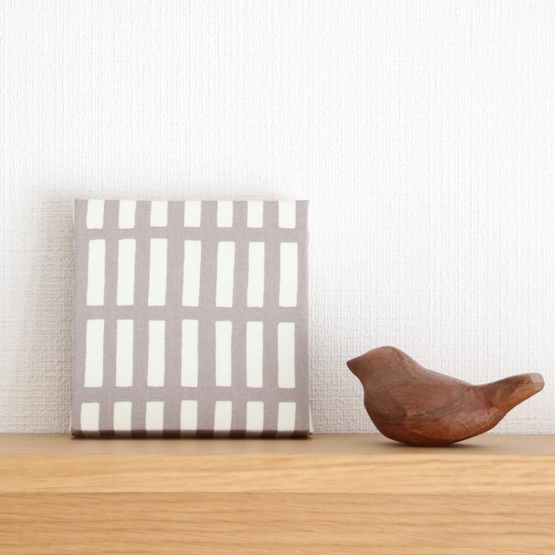 12x12cm ファブリックパネル 【くすみスクエア格子 グレージュ】 - 壁貼/牆壁裝飾 - 棉．麻 灰色