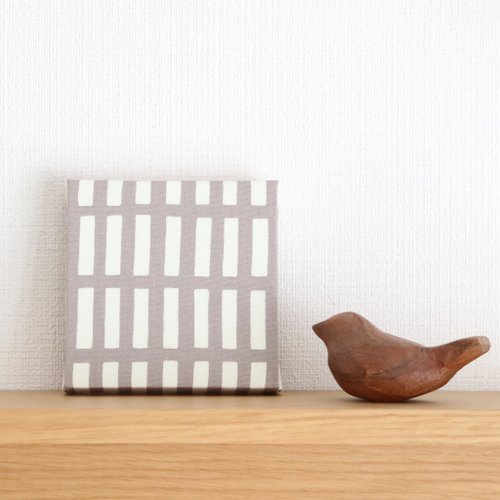 wt-factory 12x12cm ファブリックパネル 【くすみスクエア格子 グレージュ】