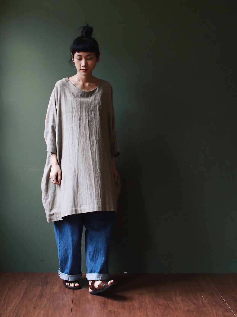 2019 Summer Select | Top - เสื้อผู้หญิง - ผ้าฝ้าย/ผ้าลินิน สีกากี