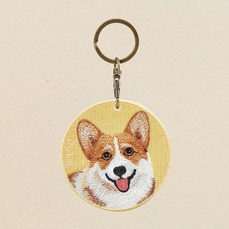 EMJOUR Double-sided Embroidery Charm - Corgi | Simulation Embroidery - Charms - Thread Yellow