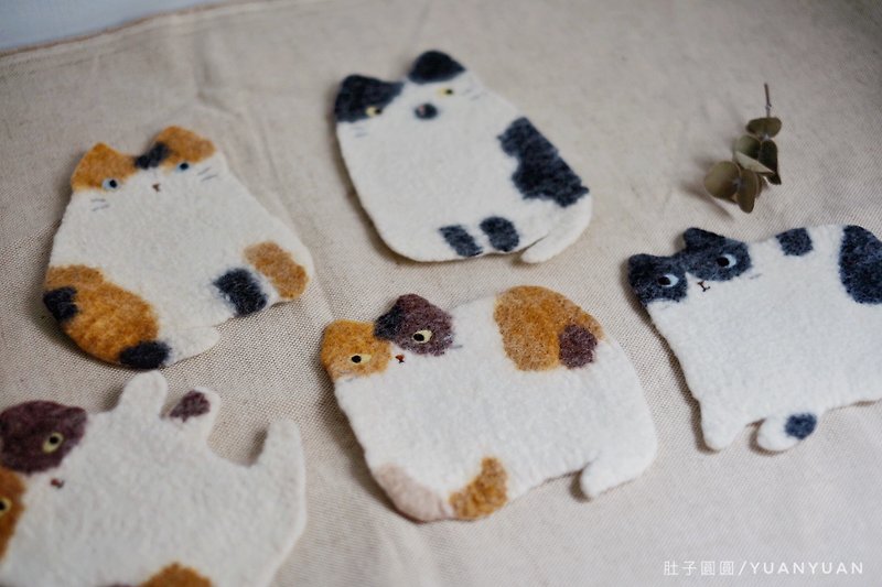 [Spot] Wool Felt Cat Coaster_Sanhua & Brunswick Absorbent/Insulation Pad - Coasters - Wool Multicolor