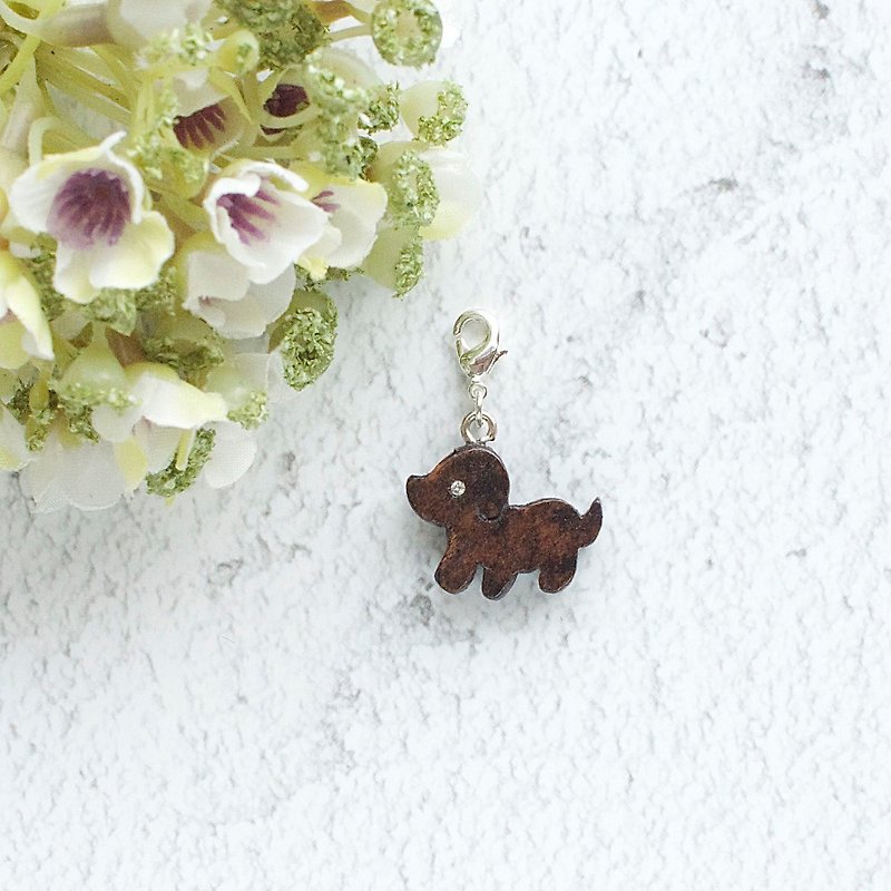 Dog wooden charm - Charms - Wood Brown