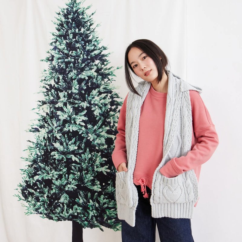 Milly cable knitting cable hat & pocket scarf - Knit Scarves & Wraps - Other Man-Made Fibers Gray