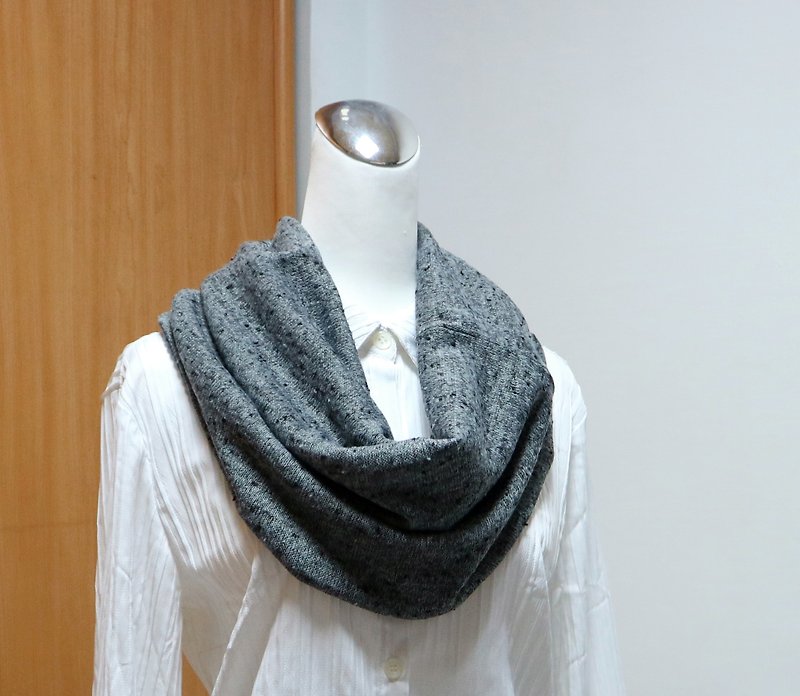 Multi-style warm scarf short scarf neck cover double-sided two-color men and women are applicable*SK* - Knit Scarves & Wraps - Polyester Gray