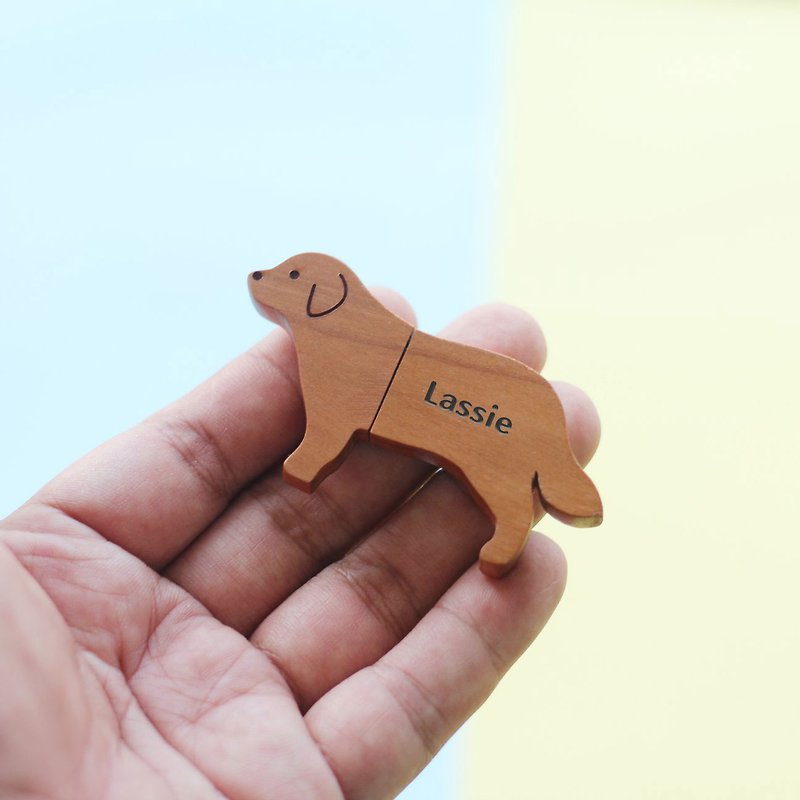【畢業客製禮物】 USB 隨身碟 狗狗 派對動物 |  鑰匙圈 生日禮物 - 其他 - 木頭 咖啡色