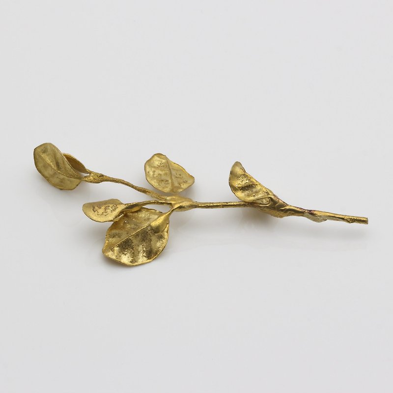 Leaf Brass Chopsticks Holder - Nature Plant - Items for Display - Other Metals Gold