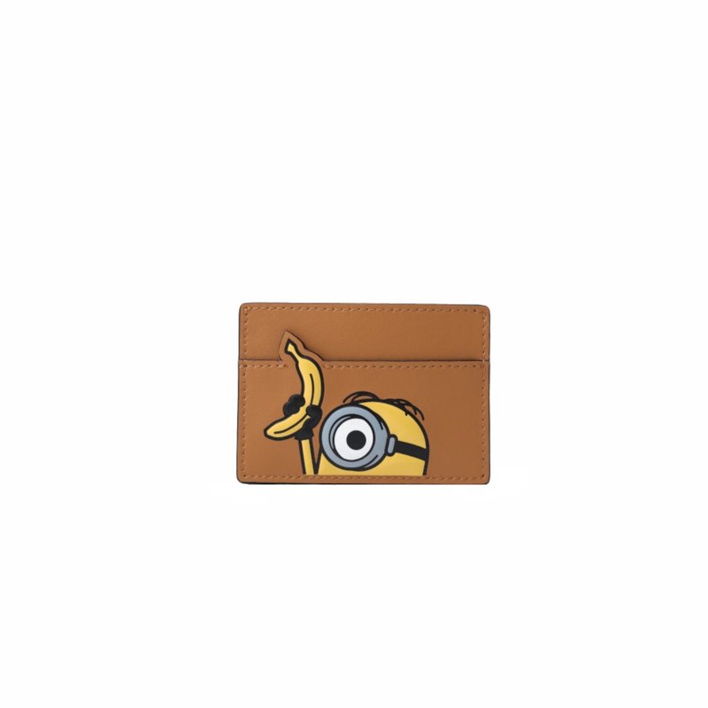 【Free Gift】Minions Leather Card Holder - ที่เก็บนามบัตร - หนังแท้ สีนำ้ตาล