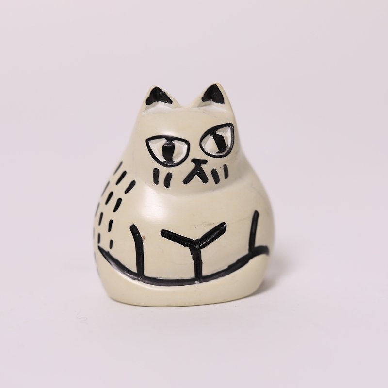 Soap stone animal paper town _ white cat _ fair trade - Items for Display - Stone White