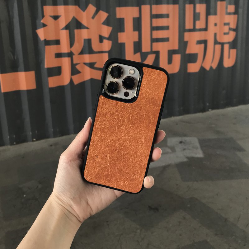 iPhone15/14/13~7 phone case-Italian genuine leather anti-fall phone case-includes engraved and embossed text - ID & Badge Holders - Genuine Leather Orange