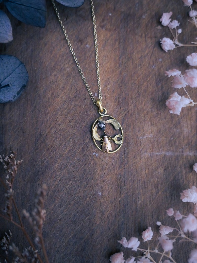 法國百年生命之源珍珠槲寄生墜飾—歐洲古董首飾 Vintage Jewelry - 項鍊 - 珍珠 