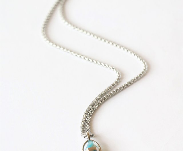Blue agate necklace - men crystal necklace - men cord necklace 