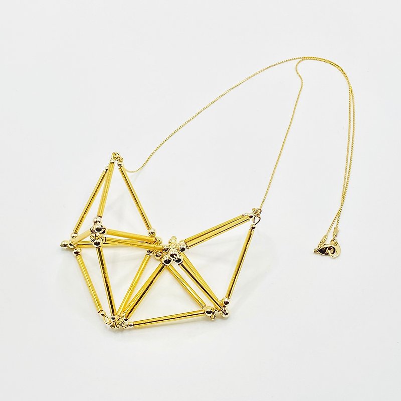 3D Heart NECKLACE【Gold】 - 項鍊 - 玻璃 金色