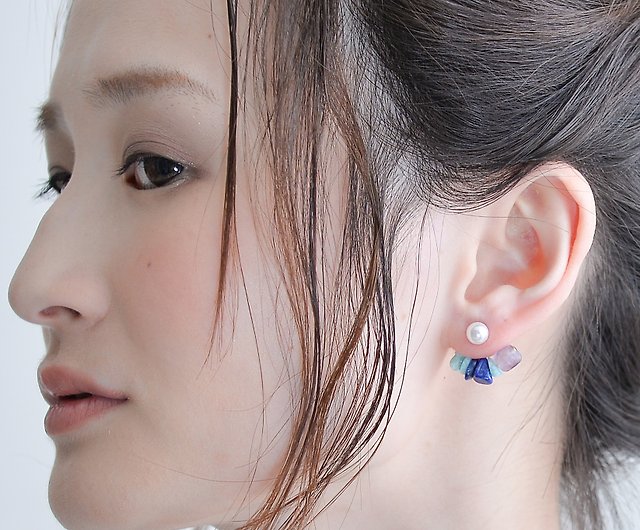 14kgf] Cicely Pierce BLUE Sicily earrings Blue - Shop ui. Earrings
