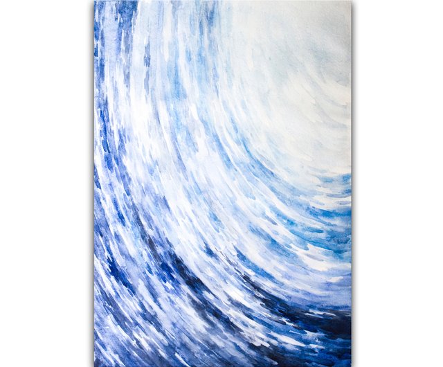 海の波の絵画海のオリジナルアート抽象水彩手描き手描き - ショップ