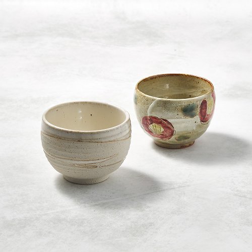有種創意 日本食器 日本美濃燒 - 手感和風茶杯 - 山茶對杯組(2件式)