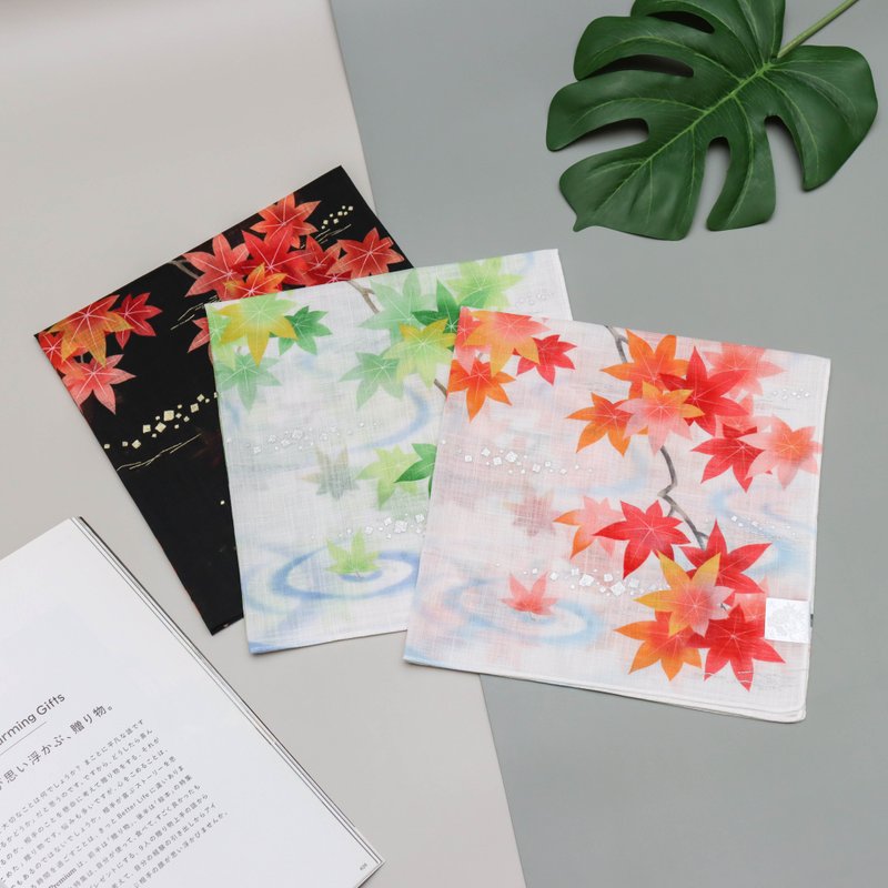 Kyoto Handkerchief-Taisho Romantic Series-Maple Leaf - ผ้าเช็ดหน้า - ผ้าฝ้าย/ผ้าลินิน 