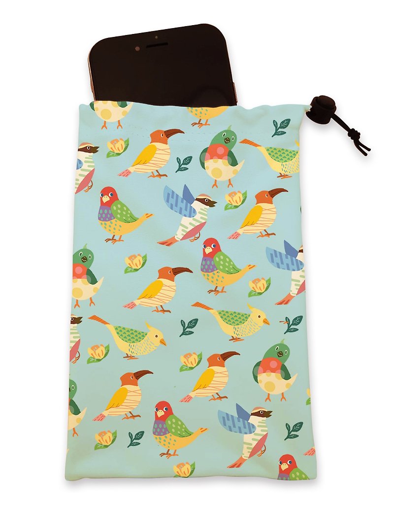 ユニバーサルバッグカラフルなつぶやき鳥ll携帯電話バッグを拭く - ポーチ - ポリエステル グリーン
