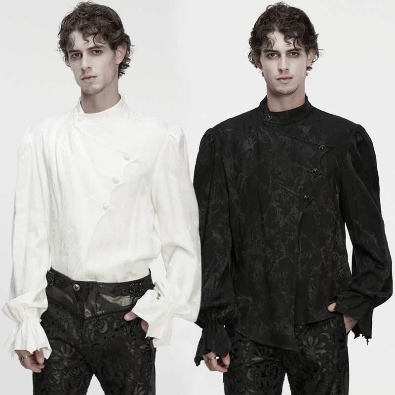 異教徒惡靈蝠翼天然亞麻襯衫 - 黑 / 綠 / 紅 - 男西裝外套 - 其他材質 白色