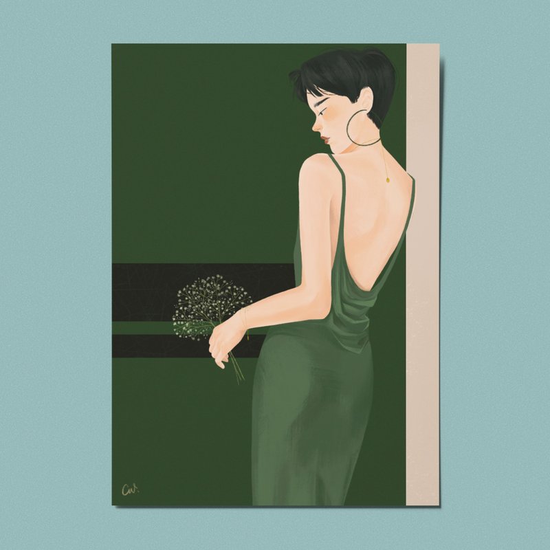 【Illustration Collection】The Green Lady 5x7 Illustration Art Print - Posters - Paper Multicolor