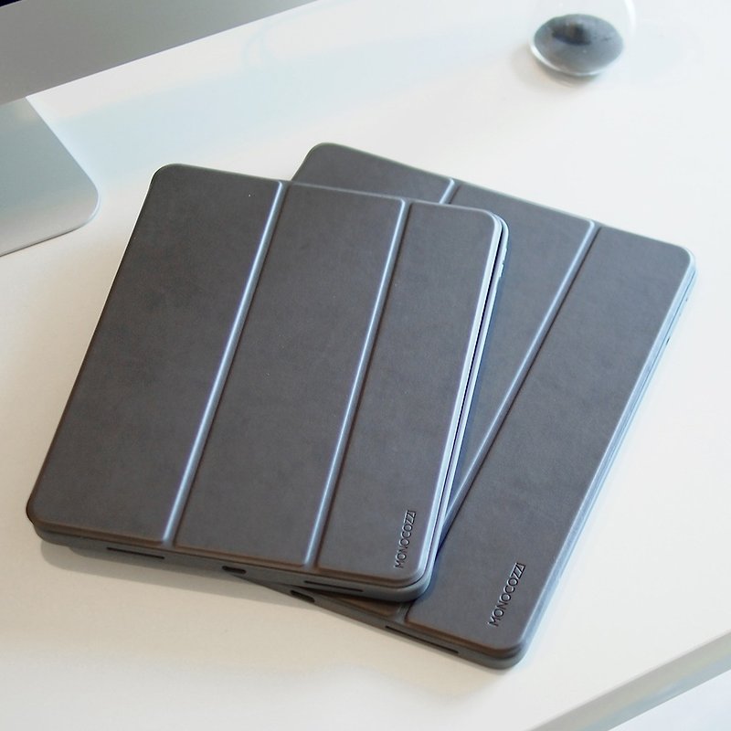 Lucid + Folio l iPad 11 "＆12.9"ペンスロット付き衝突防止フリップカバー-チャコールグレー - PCアクセサリー - 合皮 ブラック