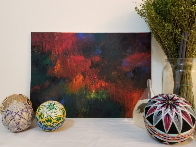 畫品 手繪 壓克力彩 畫布板 Acrylic Paint  夜楓 - 海報/掛畫/掛布 - 顏料 紅色