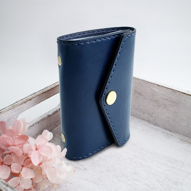 RENEW - Vegetable Tanned Leather Hand-Sewn 20 Cards Card Holder/Card Holder/Business Card Holder - Card Holders & Cases - Genuine Leather Blue