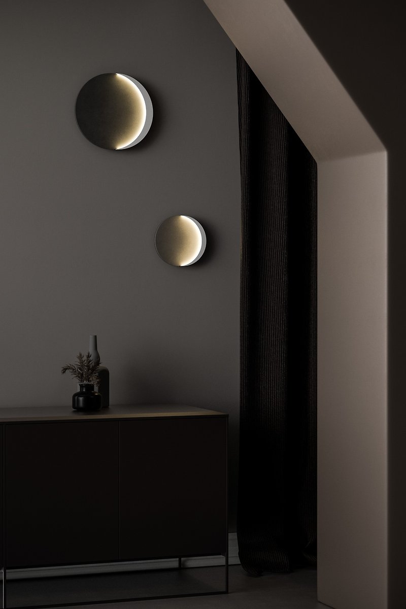 Jueyi Moon Phase Wall Lamp (Pre-order) - โคมไฟ - ปูน 