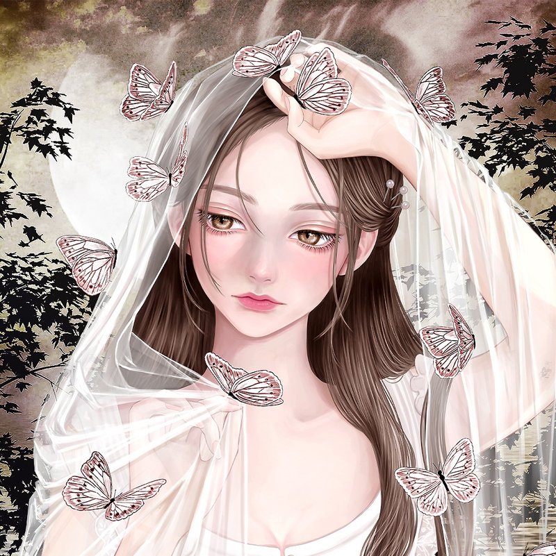 (Veil and Butterfly) Sadie (5Color) - Stickers - Paper 