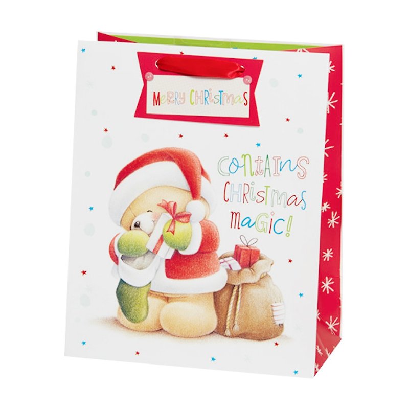 彼らのクリスマスプレゼントの袋の下で英国FFクマクリスマスプレゼント - ラッピング - 紙 レッド