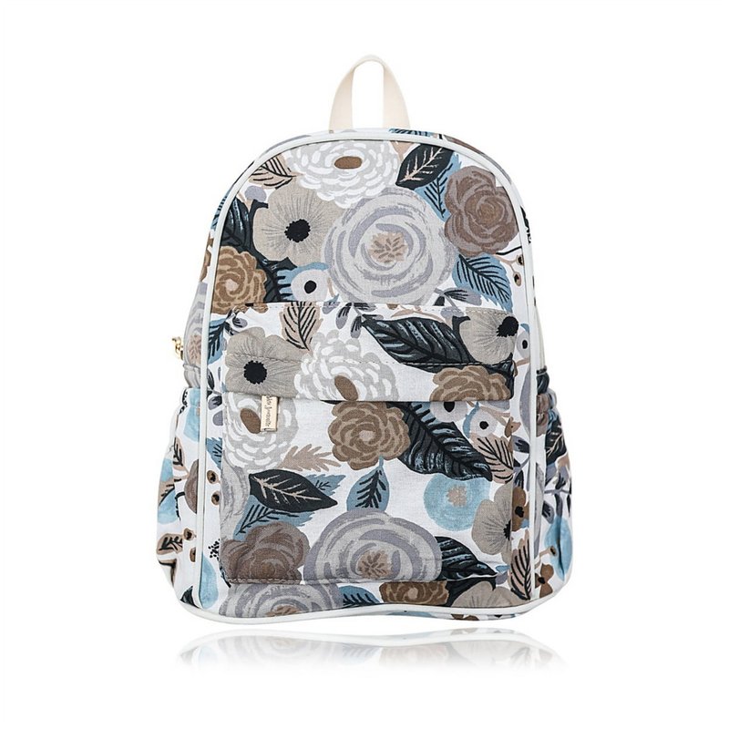 Australia Josie Joan's Handmade Floral Backpack - Belle - กระเป๋าสะพาย - ผ้าฝ้าย/ผ้าลินิน ขาว