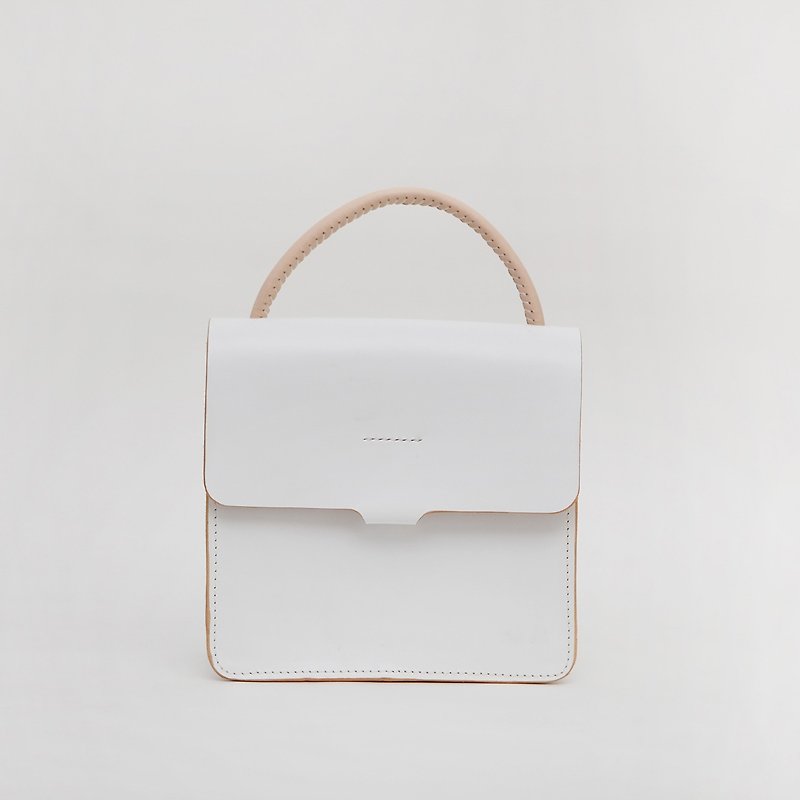 JOYDIVISION White Blanc Vegetable Tanned Handmade Retro Leather Handbag Simple Diana Bag Handbag - กระเป๋าถือ - หนังแท้ 