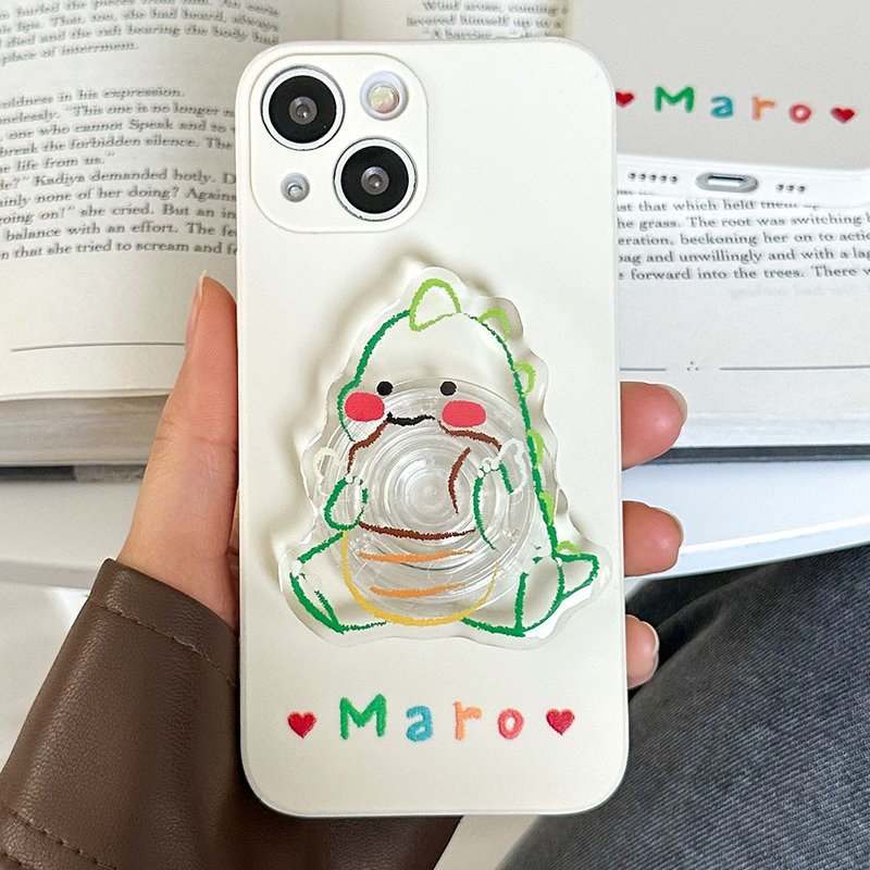 Dinosaur iPhone mobile phone case Grip smart tok set - 手機殼/手機套 - 矽膠 咖啡色