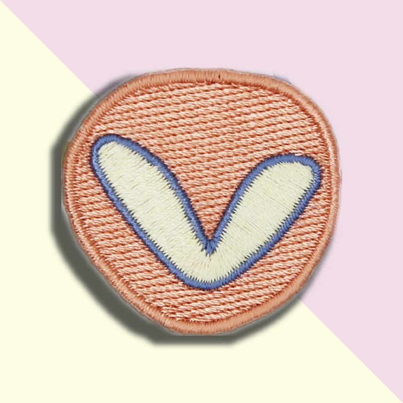 童趣刺繡貼-V - 徽章/別針 - 繡線 粉紅色