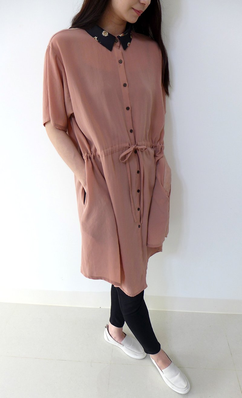 French shirt jacket dress three in one - One Piece Dresses - Other Materials Pink