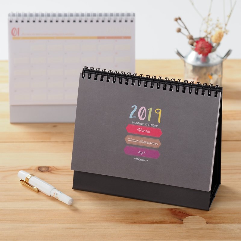 OneMore multi-level 2019 desktop calendar - black gray - สมุดบันทึก/สมุดปฏิทิน - กระดาษ สีเทา