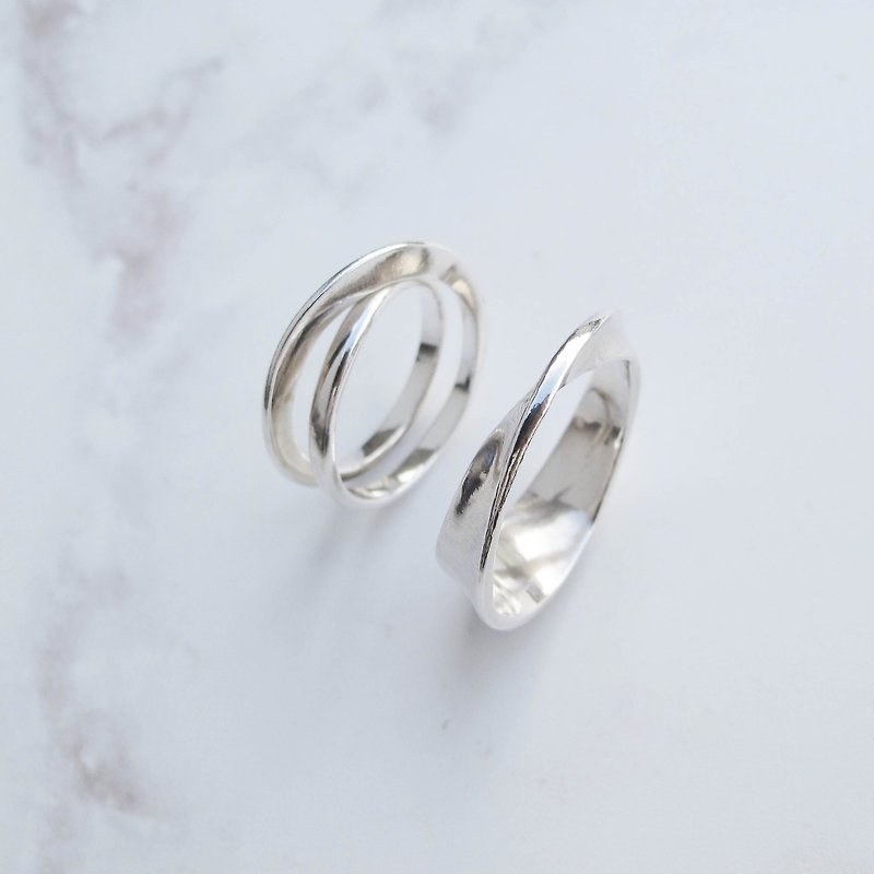 Taiyuan Taipa [Handmade Silver Jewelry] Fit × Sterling Silver Couple Couple Ring - Couples' Rings - Sterling Silver Silver