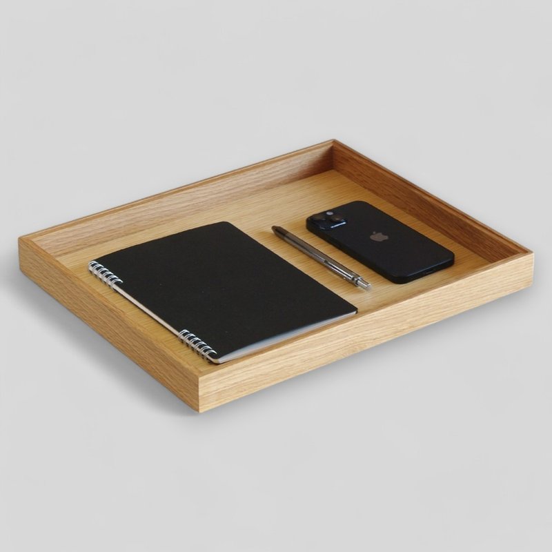 Solid wood tray L - Stack for a neat look - Oak wood - Document tray - A4 - Small item holder - กล่องเก็บของ - ไม้ สีนำ้ตาล