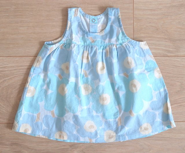Finland marimekko baby blue poppy chestnut cotton handmade small dress -  Shop sopozakka Kids' Dresses - Pinkoi