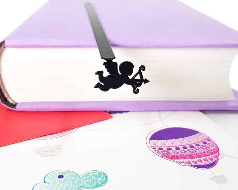 Metal Bookmark Cupidon, bookish gift for a friend or lover - ที่คั่นหนังสือ - โลหะ สีดำ