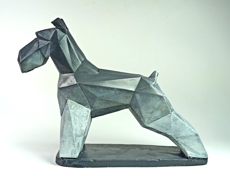 情人節禮物/雪瑞納犬-手繪灰白效果  攝影道具 Schnauzer - 擺飾/家飾品 - 其他材質 銀色