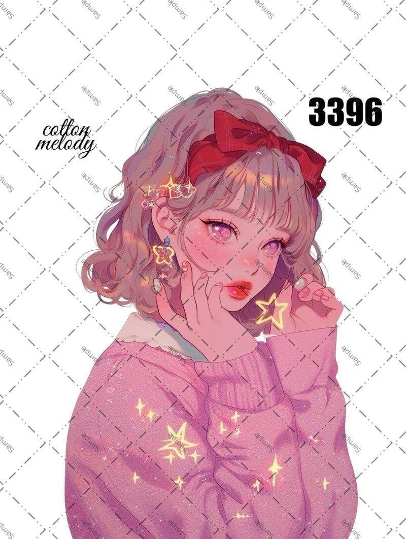 original sticker no.3396 人物ステッカー オリジナルステッカー オリジナル人物ステッカー 装飾ステッカー cotton melody - 貼紙 - 紙 