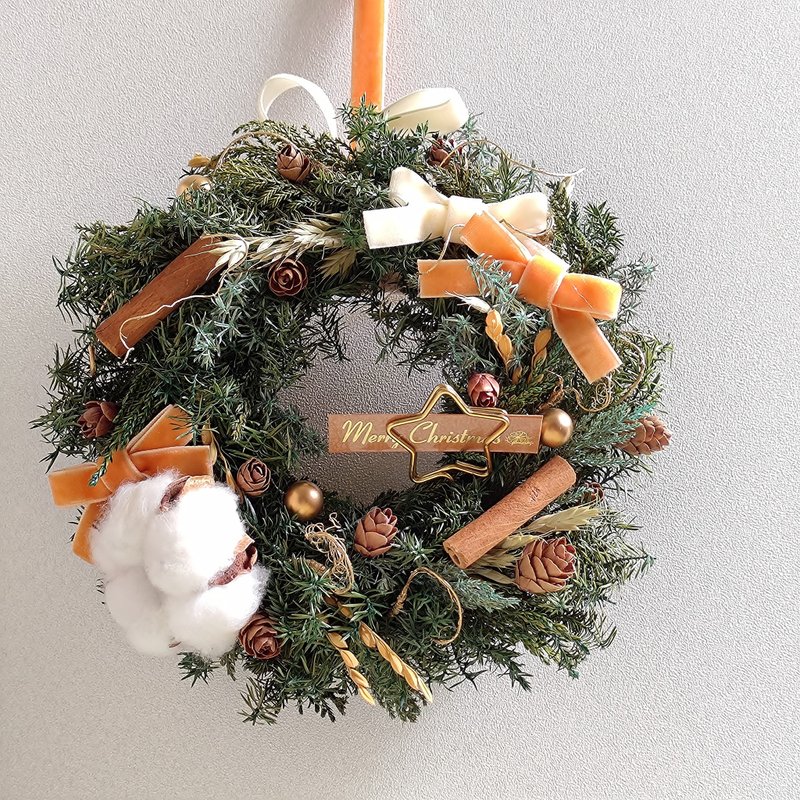 【X'mas│Donuts】Christmas wreath│memo clip│preserved flowers│dried flowers - ช่อดอกไม้แห้ง - พืช/ดอกไม้ สีส้ม