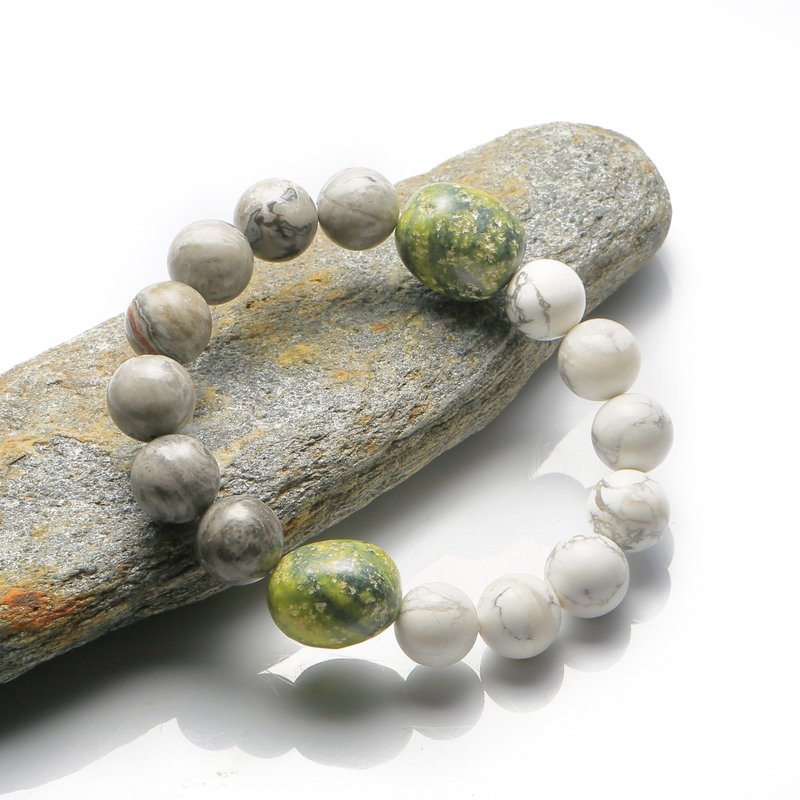 012633七輪調和手串/地圖石白鬆石/天然/手鏈/水晶/能量石/原生態 - 手鍊/手環 - 水晶 多色